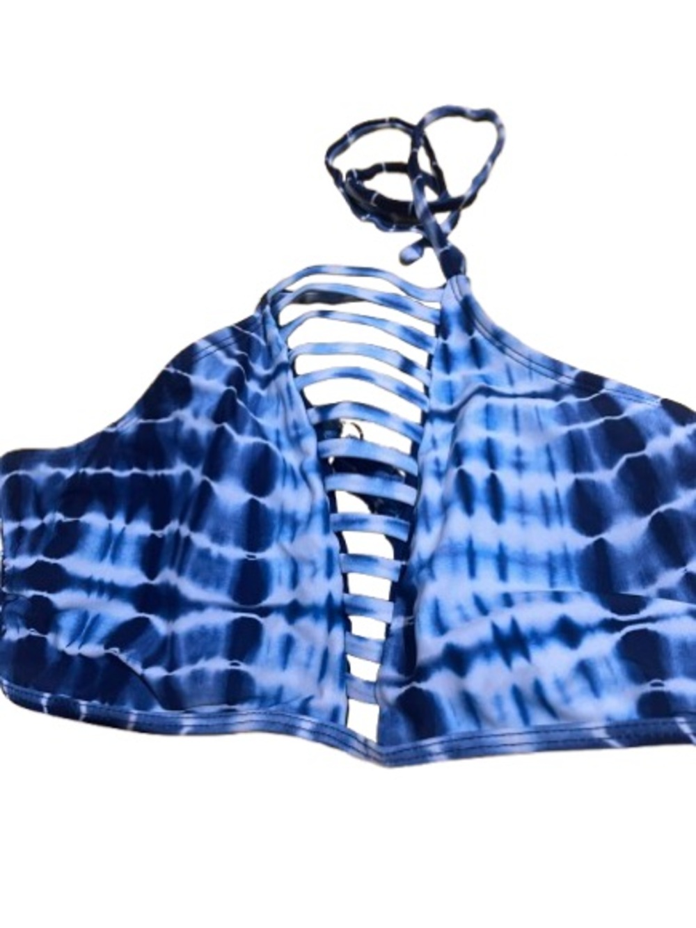 No Boundaries Navy Blue Swim Top with Tie-Dye Accent